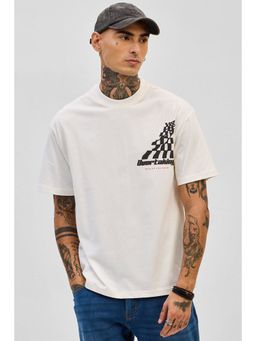 Snitch - Men Off White Graphic Print Half Sleeves Casual T-Shirt