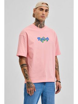 Snitch - Men Light Pink Graphic Print Half Sleeves T-Shirt