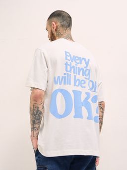 The Bear House - Men White Typography Printed Cotton T-Shirt