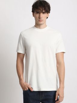 The Bear House - Men White Solid Relaxed Fit Round Neck T-Shirt