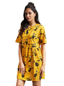 The Souled Store - Official Looney Tunes Daffy Oversize Gathered Dress for Women