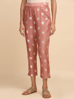Folksong - All Over Buti Dusty Pink Jacquard Slim Pants