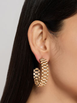 Pipa Bella by Nykaa Fashion - Gold Textured Party Chunky Hoops