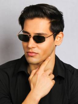 TED SMITH - Green Aviator Sunglasses 100% Uv Protected Men & Women Gold