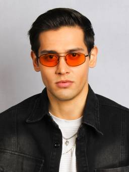 TED SMITH - Orange Aviator Sunglasses 100% Uv Protected Men & Women Black