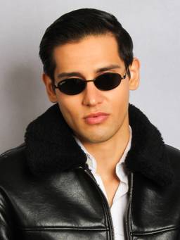 TED SMITH - Grey Oval Sunglasses 100% Uv Protected Men & Women Black