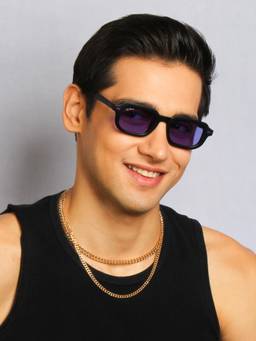 TED SMITH - Purple Rectangle Sunglasses 100% Uv Protected Men & Women