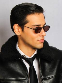 TED SMITH - Brown Hexagon Sunglasses 100% Uv Protected Men & Women