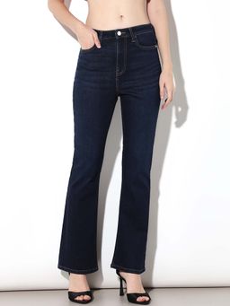 ONLY - Women's Solid Flared High-Rise Blue Jeans