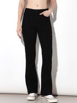 ONLY - Women's Solid Flared High-Rise Black Jeans