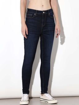 ONLY - Women's Solid Skinny Fit Mid-Rise Blue Jeans
