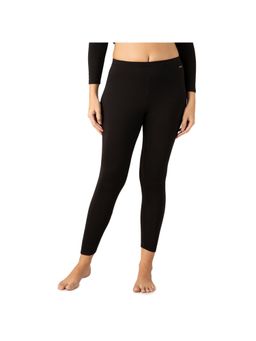 Amante - Womens Black 7-8th Length Mid Rise Solid Leggings LIN110501C1293S