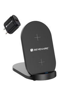 SEVENAIRE - W18 Fast Wireless Charging Stand For i-Phone 8 to 13,Galaxy S8 to S22 (Black +18W Adapter)