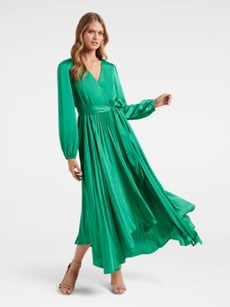 Forever New - Green Ellery Pleated Wrap Midi Dress