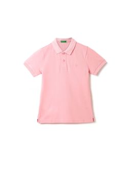 United Colors of Benetton - Boys Textured Polo Collar T-Shirt Pink