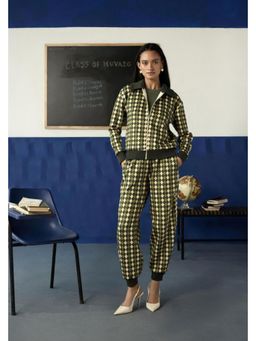 Muvazo - Green Scuba Geometric Jacket With Jogger