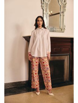 Muvazo - Multi-Colour Linen Floral Shirt With Pant