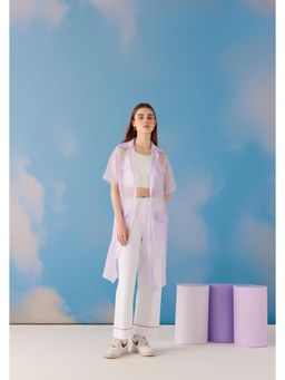 Muvazo - Lavender Polyester Solid/Plain Shrug With Top With Pant