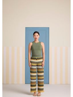Muvazo - Green Pure Cotton Printed Top With Pant