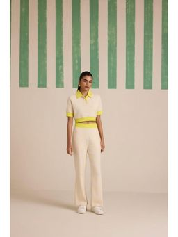 Muvazo - Yellow Cotton Stripes Top With Pant