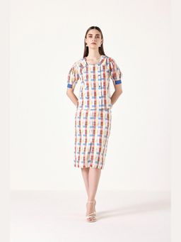Muvazo - Multi-Colour Linen Printed Top With Skirt