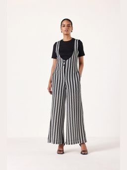Muvazo - Black Cotton Stripes Jumpsuit With Top
