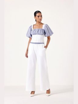 Muvazo - White Cotton Printed Top With Pant