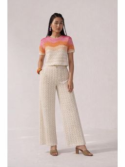 Muvazo - Beige Cotton Ombre Top With Pant