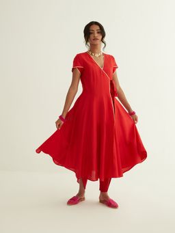 Abhishti - Panelled Banarasi Angrakha Detailed With Gota Patti