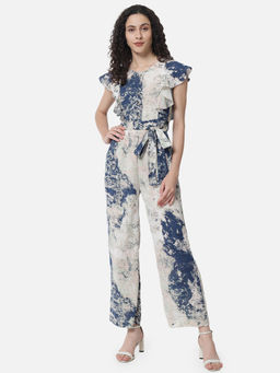ALL WAYS YOU - White Printed Basic Jumpsuit With Ruffles