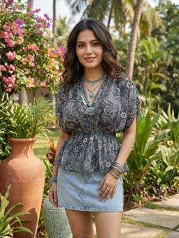 BOHOLYFE - Celestine Moonshadow Boho Peplum Top