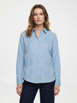 Cover Story - Oxford Blue Embroidered Shirt