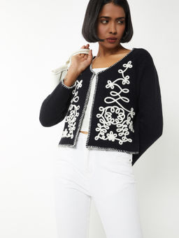 max - Women Floral Applique Cardigan