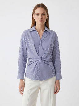 Cover Story - Blue Cotton Full Sleeves Stripes Top