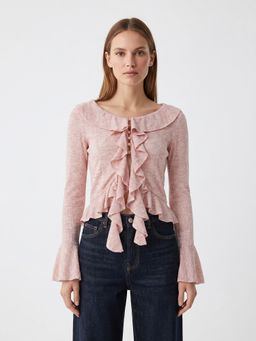 Cover Story - Pink Viscose Full Sleeves Solid/Plain Top