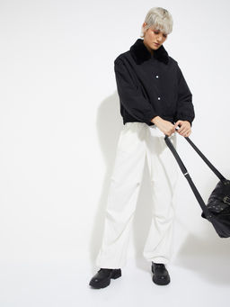 max - Alaya F X Urb_N Women Solid Fur Collar Bomber Jacket
