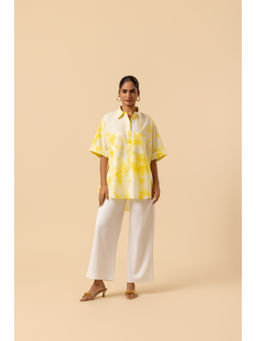 Naseebo - Womens Cotton Tie & Dye Yellow Tunic