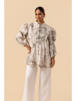 Naseebo - Womens Cotton Tie & Dye Grey Top