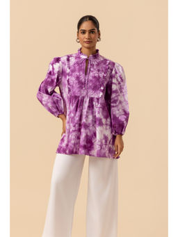 Naseebo - Womens Cotton Tie & Dye Purple Top