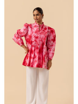 Naseebo - Womens Cotton Tie & Dye Pink Top