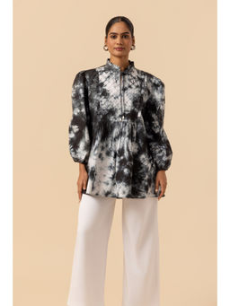 Naseebo - Womens Cotton Tie & Dye Black Top