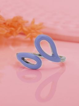 Carlton London - Women Silver-Toned and Purple Rhodium-Plated Adjustable Finger Ring