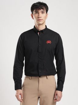 MR BUTTON - Black Twill Solid Shirt