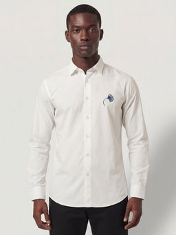 MR BUTTON - White Cotton Embroidered Shirt
