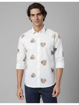 MR BUTTON - White Cotton Floral Shirt