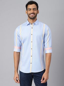 MR BUTTON - Blue Cotton Stripes Shirt