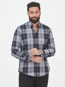 MR BUTTON - Black Cotton Checks Shirt