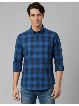 MR BUTTON - Blue Cotton Checks Shirt
