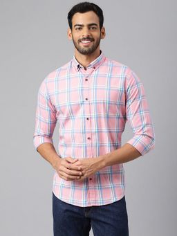MR BUTTON - Pink Cotton Checks Shirt