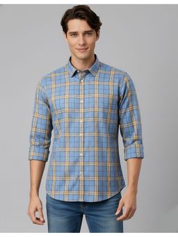 MR BUTTON - Blue Cotton Checks Shirt